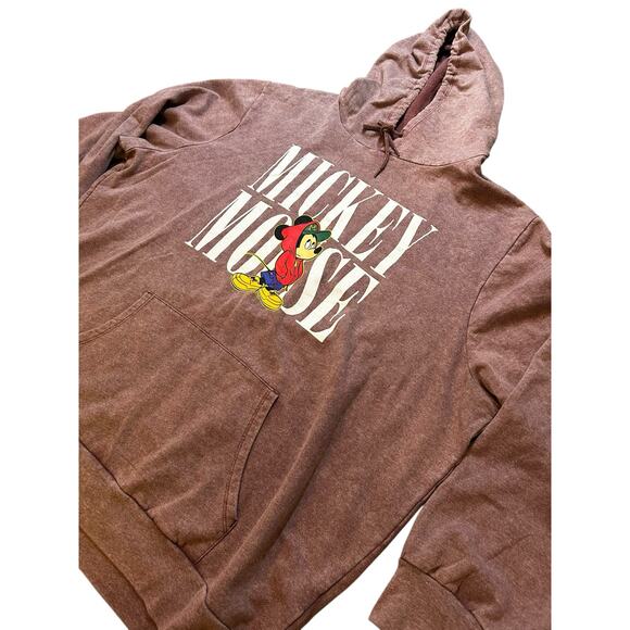Men’s Disney Red Mineral Wash Retro Mickey Mouse Graphic Hoodie Size 3XL - Picture 3 of 5